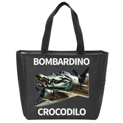 Italian Brainrot Bombardino Crocodilo Zip Tote Bag