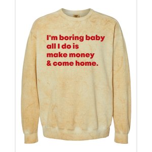 IM Boring Baby All I Do Is Make Money And Come Home Colorblast Crewneck Sweatshirt