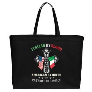 Italian By Blood American By Birth Patriot By Choice Cool Cotton Canvas Jumbo Tote