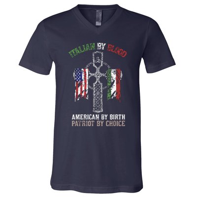 Italian By Blood American By Birth Patriot By Choice V-Neck T-Shirt