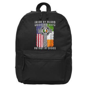 Irish By Blood American By Birth Patriot By Choice 16 in Basic Backpack