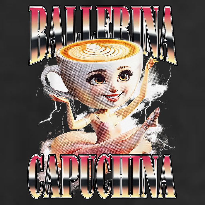 Italian Brainrot Ballerina Cappuccina Ballerina Cappuccino 7 Panel Mesh Trucker Snapback Hat