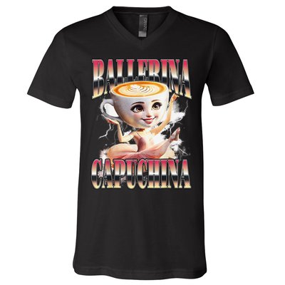Italian Brainrot Ballerina Cappuccina Ballerina Cappuccino V-Neck T-Shirt