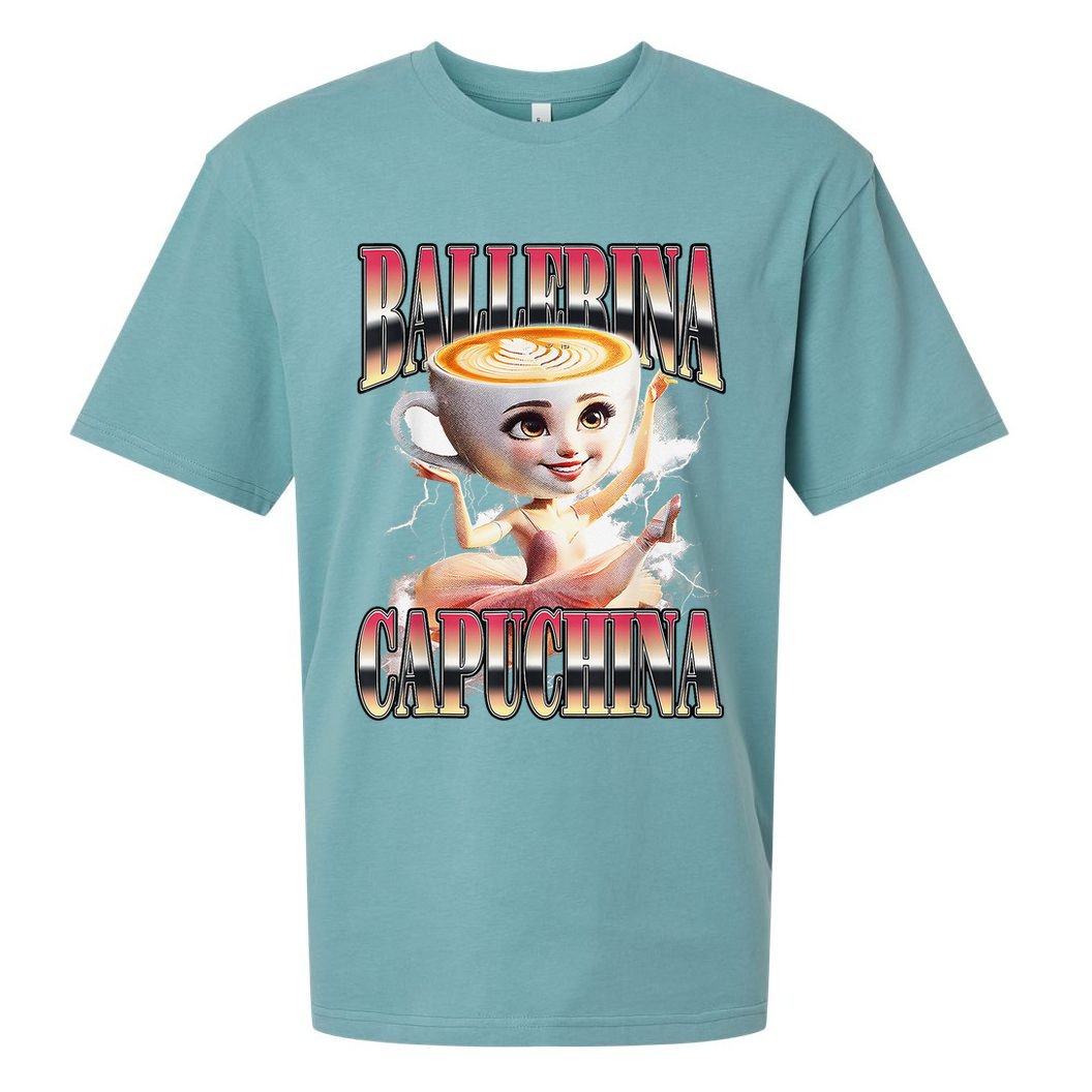 Italian Brainrot Ballerina Cappuccina Ballerina Cappuccino Sueded Cloud Jersey T-Shirt