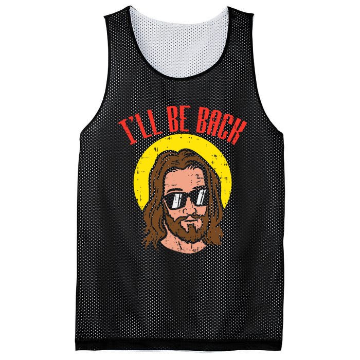 Ill Be Back Jesus Cool God Christ Religious Christian Gift Mesh Reversible Basketball Jersey Tank