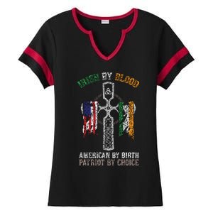 Irish By Blood American By Birth Patriot By Choice Ladies Halftime Notch Neck Tee