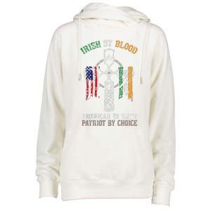 Irish By Blood American By Birth Patriot By Choice Womens Funnel Neck Pullover Hood