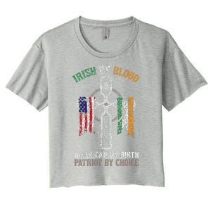 Irish By Blood American By Birth Patriot By Choice Women's Crop Top Tee