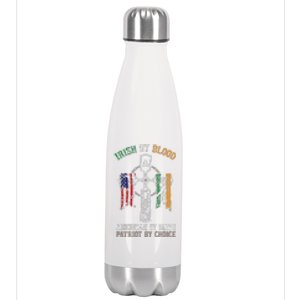 Irish By Blood American By Birth Patriot By Choice Stainless Steel Insulated Water Bottle