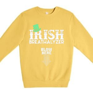 Irish Breathalyzer Blow Here St Patrick's Day Drink Funny Premium Crewneck Sweatshirt