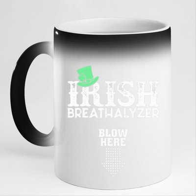 Irish Breathalyzer Blow Here St Patrick's Day Drink Funny 11oz Black Color Changing Mug