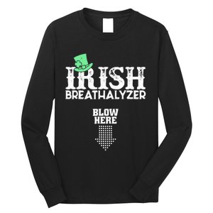 Irish Breathalyzer Blow Here St Patrick's Day Drink Funny Long Sleeve Shirt