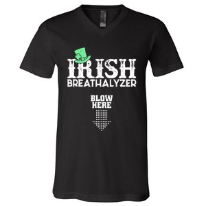 Irish Breathalyzer Blow Here St Patrick's Day Drink Funny V-Neck T-Shirt