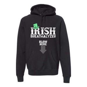 Irish Breathalyzer Blow Here St Patrick's Day Drink Funny Premium Hoodie