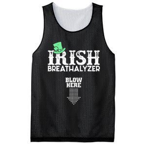 Irish Breathalyzer Blow Here St Patrick's Day Drink Funny Mesh Reversible Basketball Jersey Tank