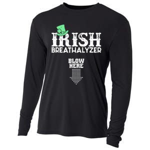 Irish Breathalyzer Blow Here St Patrick's Day Drink Funny Cooling Performance Long Sleeve Crew