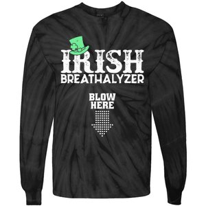 Irish Breathalyzer Blow Here St Patrick's Day Drink Funny Tie-Dye Long Sleeve Shirt