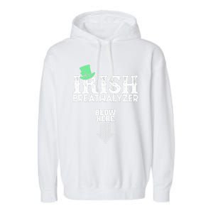 Irish Breathalyzer Blow Here St Patrick's Day Drink Funny Garment-Dyed Fleece Hoodie