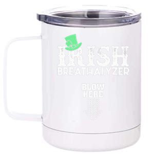 Irish Breathalyzer Blow Here St Patrick's Day Drink Funny 12 oz Stainless Steel Tumbler Cup