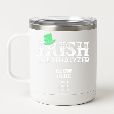 Irish Breathalyzer Blow Here St Patrick's Day Drink Funny 12 oz Stainless Steel Tumbler Cup