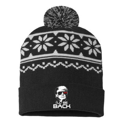 ILl Be Back Trump 2024 Vintage Trump USA-Made Snowflake Beanie