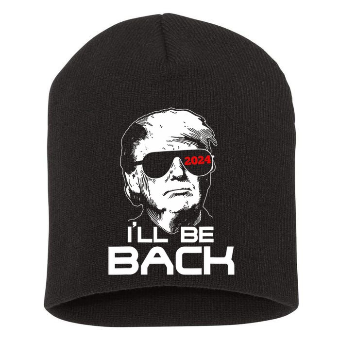 ILl Be Back Trump 2024 Vintage Trump Short Acrylic Beanie