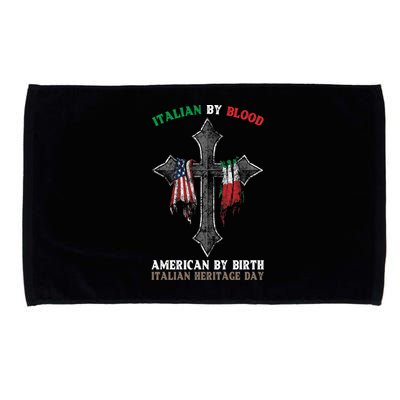 Italian By Blood American By Birth Italian Heritage Day Funny Gift Microfiber Hand Towel