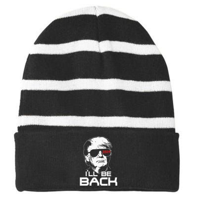 Ill Be Back Trump 2024 Striped Beanie with Solid Band