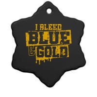 I Bleed Blue And Gold Game Day Group School Football Sports Ceramic Star Ornament