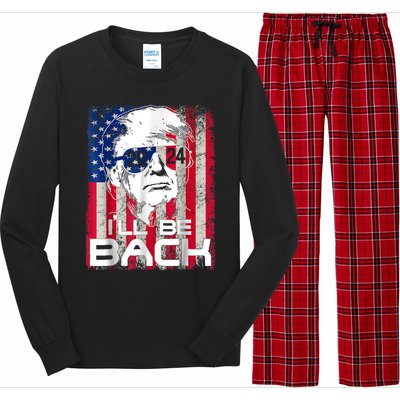 Ill Be Back Trump 2024 Vintage Donald Trump Long Sleeve Pajama Set