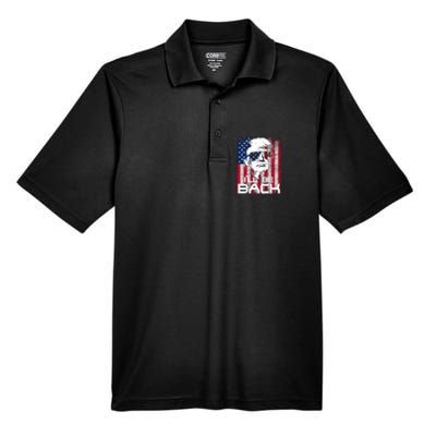 I'll Be Back Trump 2024 Vintage Donald Trump 24 Support Men's Origin Performance Pique Polo