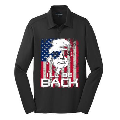 I'll Be Back Trump 2024 Vintage Donald Trump 24 Support Silk Touch Performance Long Sleeve Polo