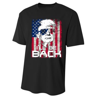 I'll Be Back Trump 2024 Vintage Donald Trump 24 Support Performance Sprint T-Shirt