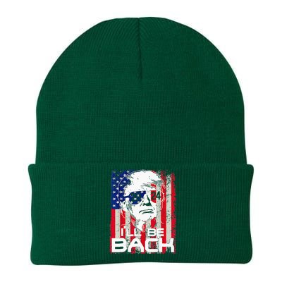 I'll Be Back Trump 2024 Vintage Donald Trump 4th of July  Knit Cap Winter Beanie