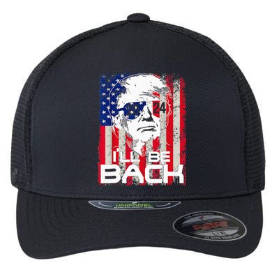 I'll Be Back Trump 2024 Vintage Donald Trump 4th of July  Flexfit Unipanel Trucker Cap