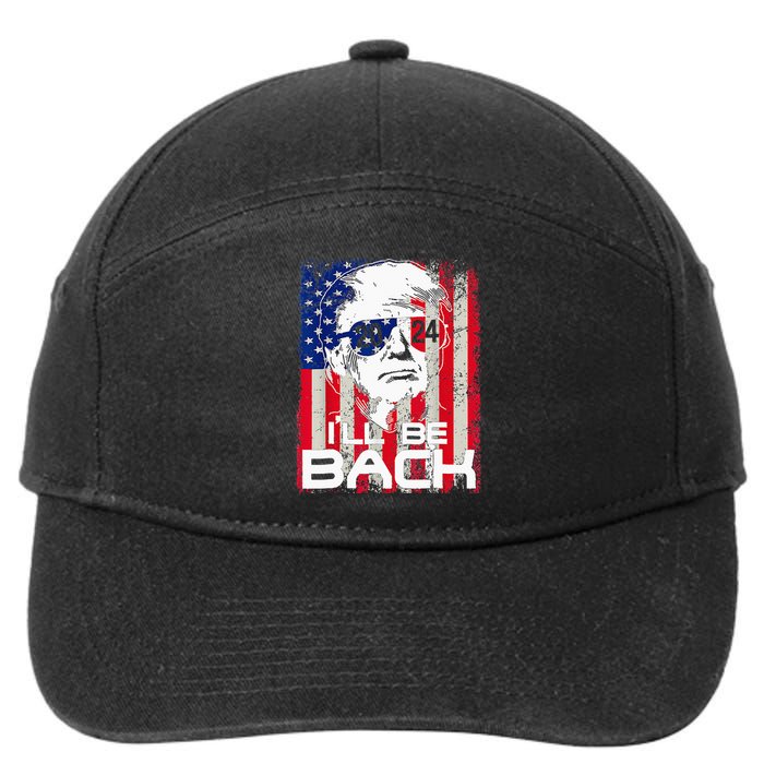 I'll Be Back Trump 2024 Vintage Donald Trump 4th of July  7-Panel Snapback Hat