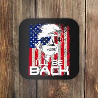 I'll Be Back Trump 2024 Vintage Donald Trump 4th of July  Coaster