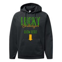 Irish Breathalyzer Blow Here Funny St. Patrick's Day Performance Fleece Hoodie