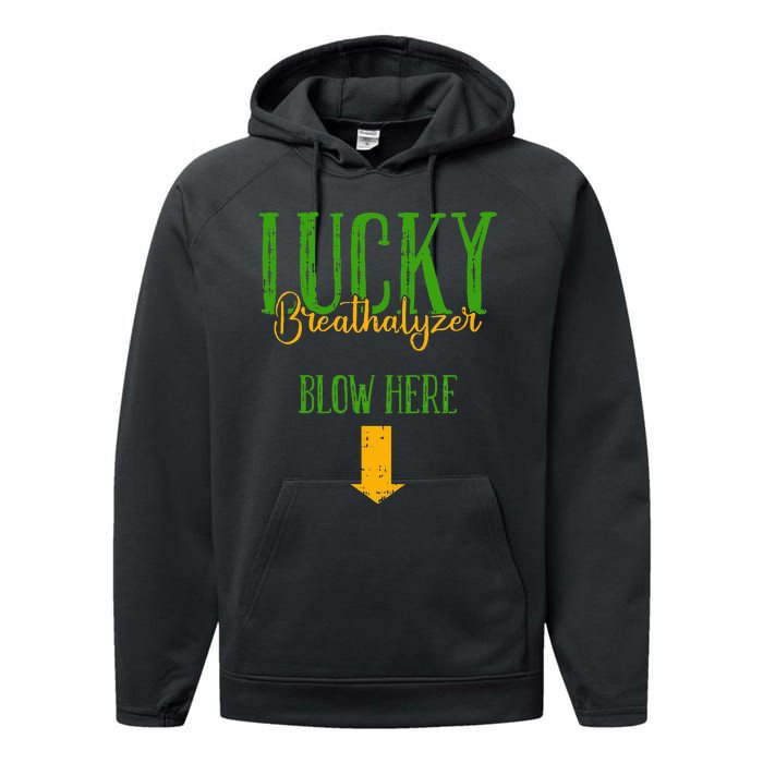 Irish Breathalyzer Blow Here Funny St. Patrick's Day Performance Fleece Hoodie