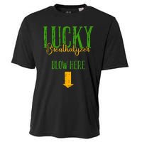 Irish Breathalyzer Blow Here Funny St. Patrick's Day Cooling Performance Crew T-Shirt