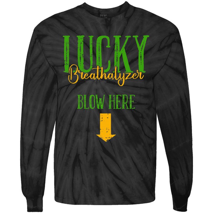 Irish Breathalyzer Blow Here Funny St. Patrick's Day Tie-Dye Long Sleeve Shirt