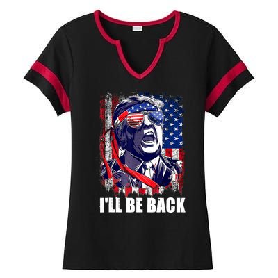 I'll Be Back Trump Make American Great Again, Trump 2024 Ladies Halftime Notch Neck Tee