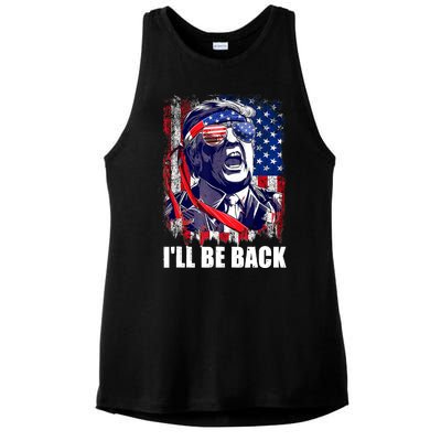 I'll Be Back Trump Make American Great Again, Trump 2024 Ladies PosiCharge Tri-Blend Wicking Tank