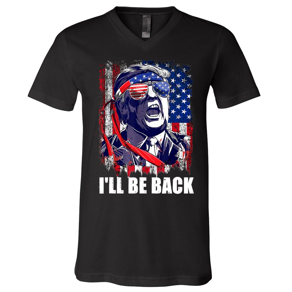 I'll Be Back Trump Make American Great Again, Trump 2024 V-Neck T-Shirt