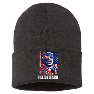 I'll Be Back Trump Make American Great Again, Trump 2024 Sustainable Knit Beanie