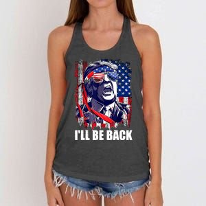 I'll Be Back Trump Make American Great Again, Trump 2024 Women's Knotted Racerback Tank