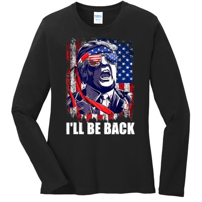 I'll Be Back Trump Make American Great Again, Trump 2024 Ladies Long Sleeve Shirt