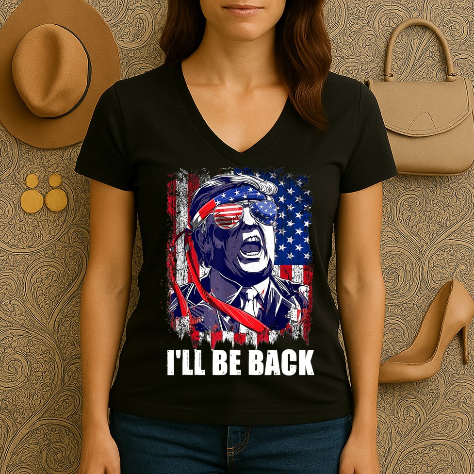 I'll Be Back Trump Make American Great Again, Trump 2024 Women's V-Neck T-Shirt