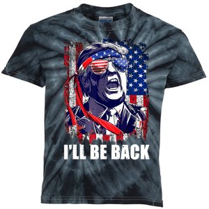 I'll Be Back Trump Make American Great Again, Trump 2024 Kids Tie-Dye T-Shirt