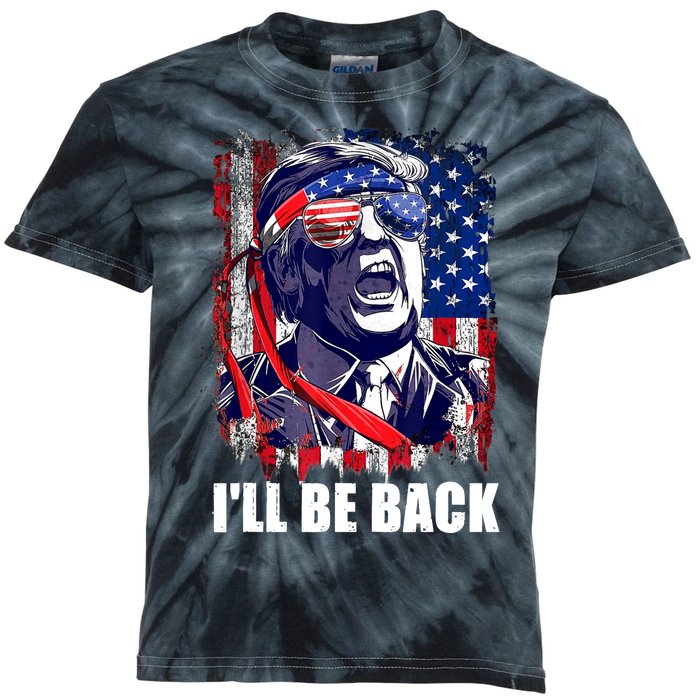 I'll Be Back Trump Make American Great Again, Trump 2024 Kids Tie-Dye T-Shirt